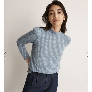 Madewell Jacquard Puff-Sleeve Mockneck